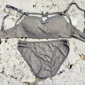 Set of 3 NEW Bra & Panties Set Size AA XXS Grey
